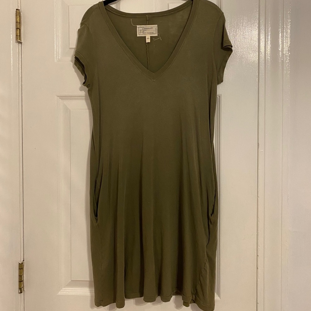 Green current/Elliot V neck trapeze dress